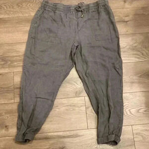 Ellen Tracy 100% Linen Jogger Cuffed Style Pants Size L